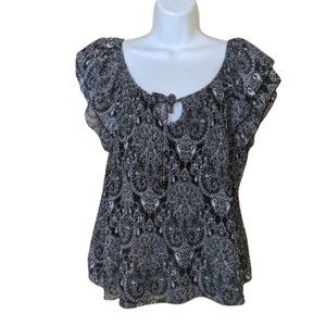 Black and White Blousy Printed Top Size XL